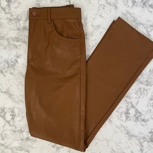 ZARA FAUX LEATHER STRAIGHT LEG PANTS